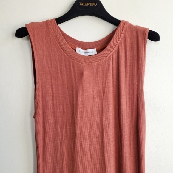 New WeWoreWhat Ribbed Knit Slip Bodycon Midi Dress In Clay NWT Size Medium - Picture 7 of 14